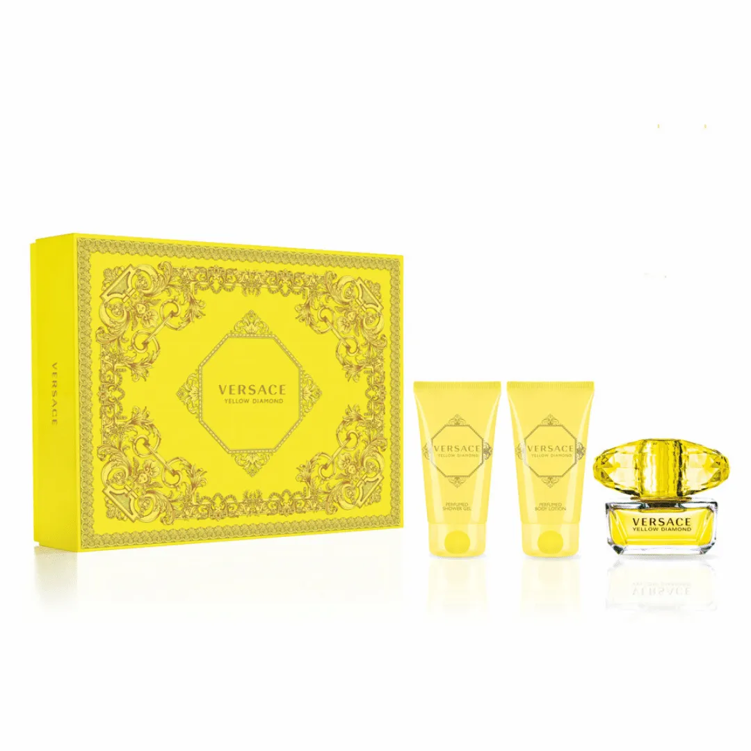 1,0 Versace Yellow Diamond Coffret cadeau 50 ml EDT + 50 ml Gel douche + 50 ml Lotion pour le corps