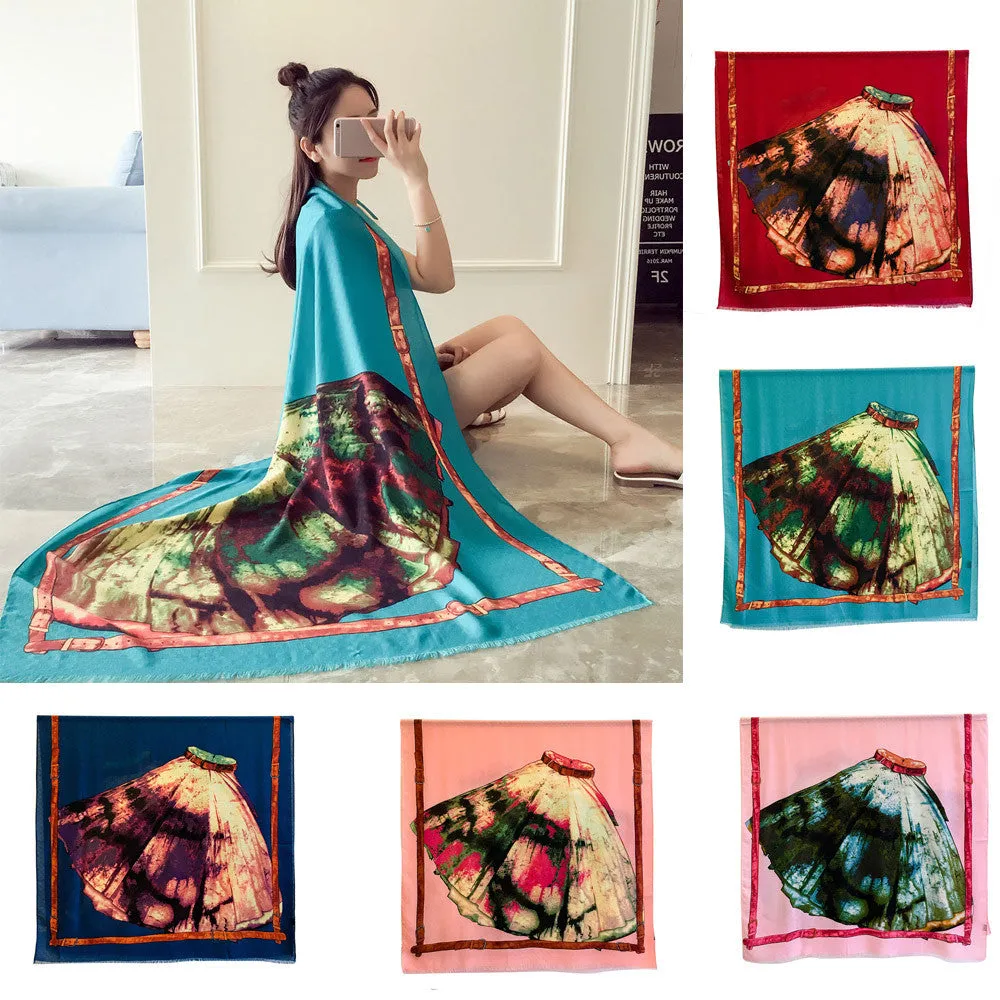 190*95cm Women Scarf Lady Painted Soft Long Wraps Shawl Cotton Shawls Scarves Scarf