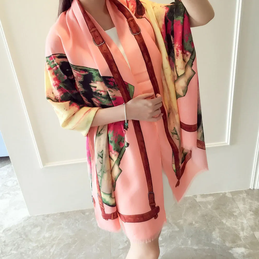 190*95cm Women Scarf Lady Painted Soft Long Wraps Shawl Cotton Shawls Scarves Scarf