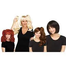 3 Piece Women's Black or Blonde Wig 92293