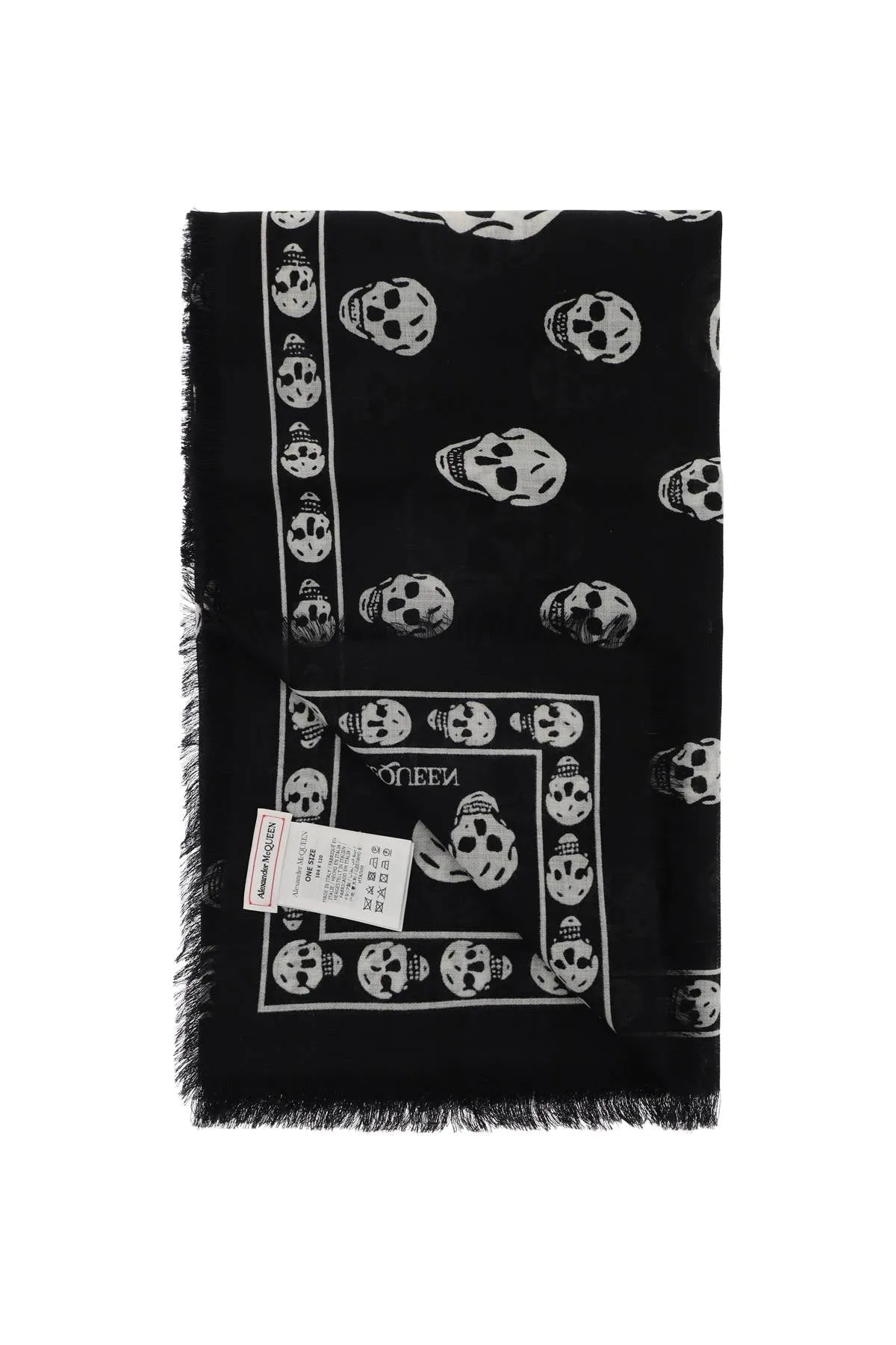 Alexander mcqueen light wool skull scarf 557717 3222Q BLACK IVORY