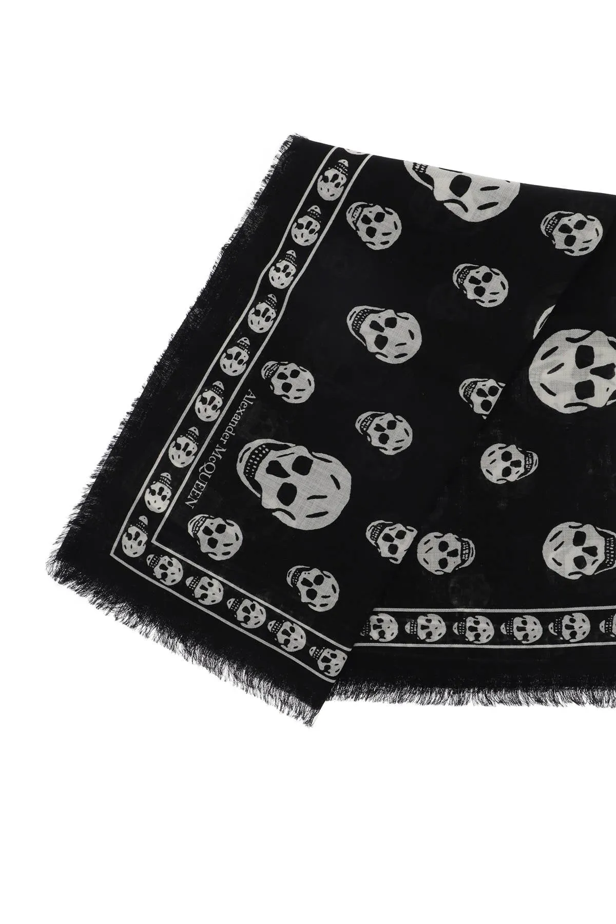 Alexander mcqueen light wool skull scarf 557717 3222Q BLACK IVORY