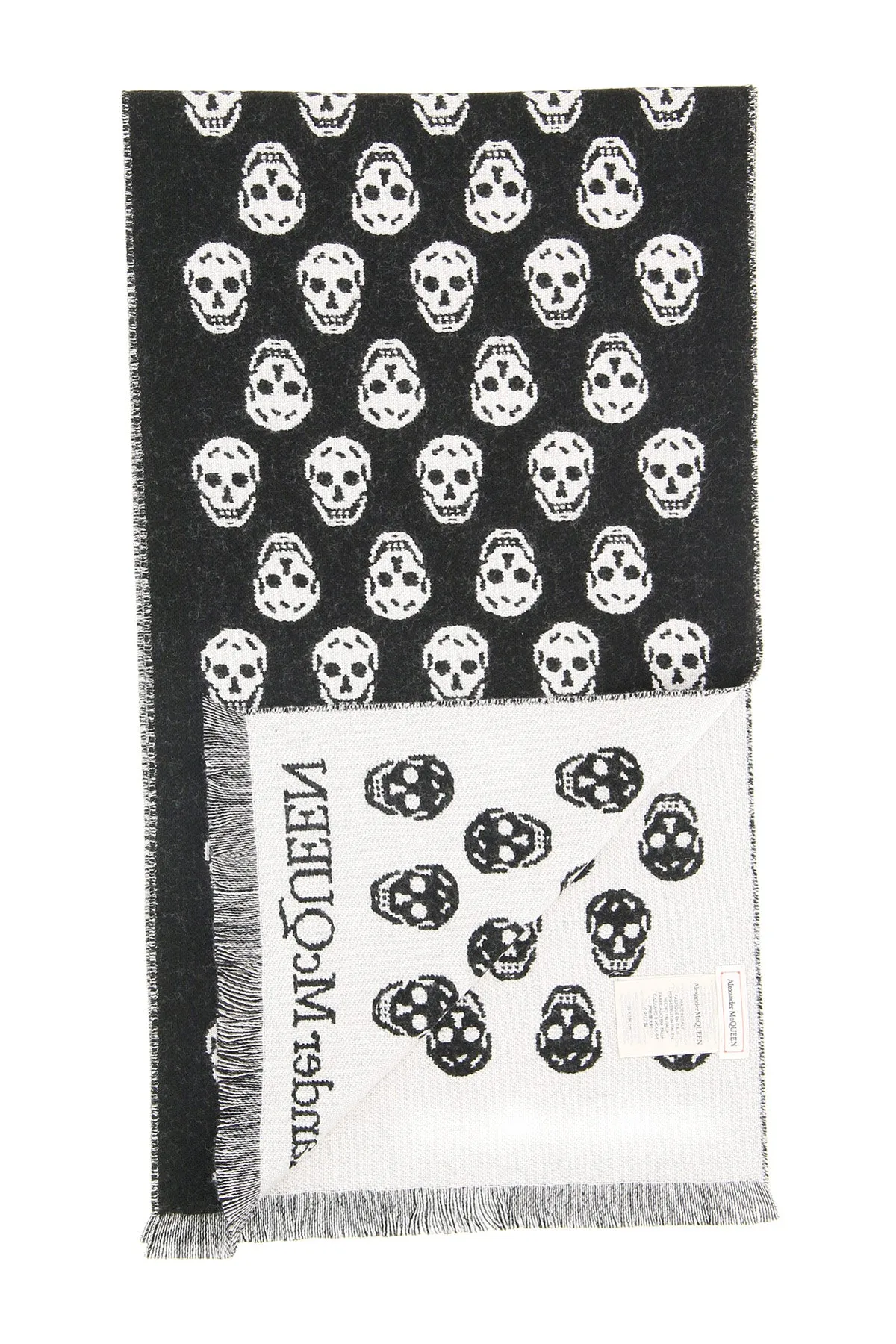 Alexander mcqueen skull reversible scarf 624425 4200Q BLACK IVORY