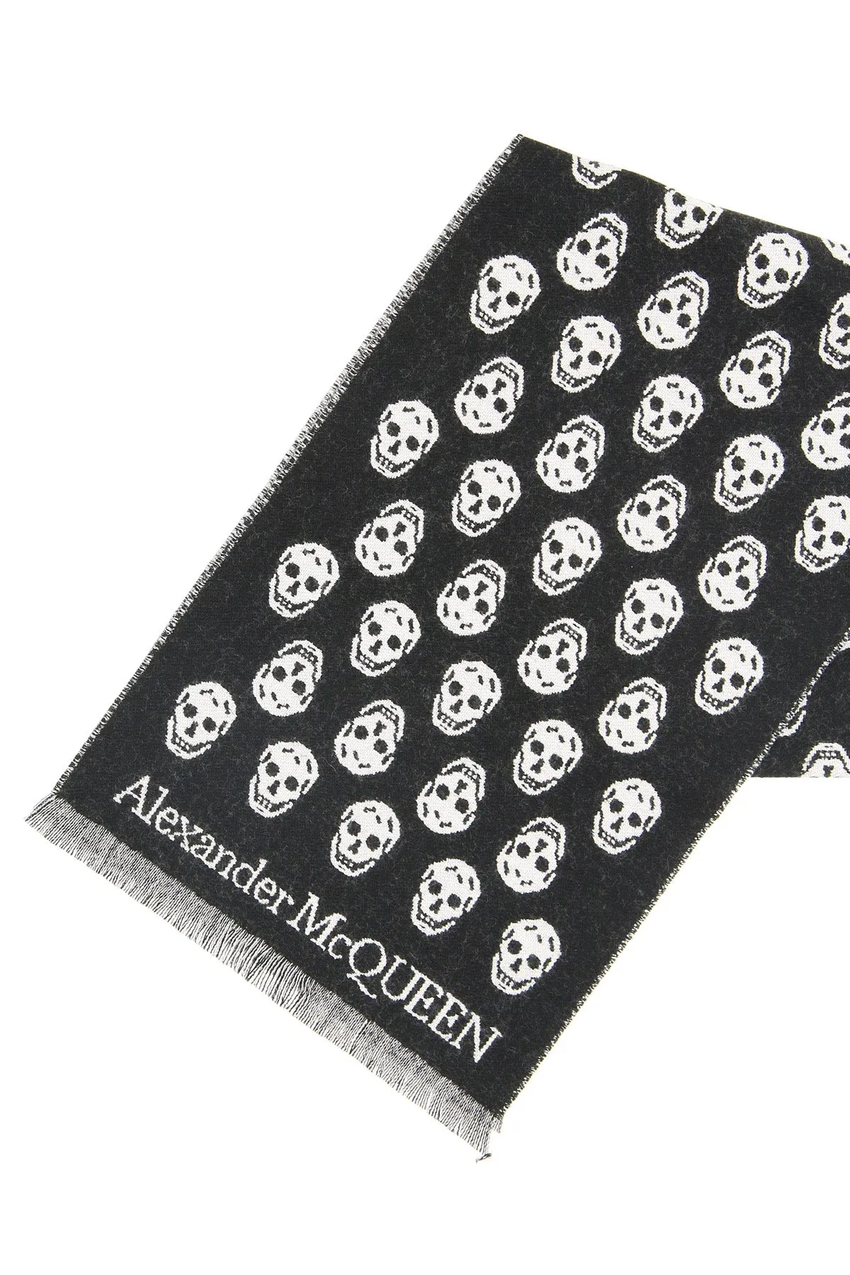 Alexander mcqueen skull reversible scarf 624425 4200Q BLACK IVORY