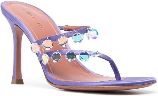 Amina Muaddi Tina 105 mm crystal sandals Purple