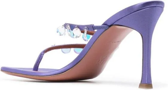 Amina Muaddi Tina 105 mm crystal sandals Purple