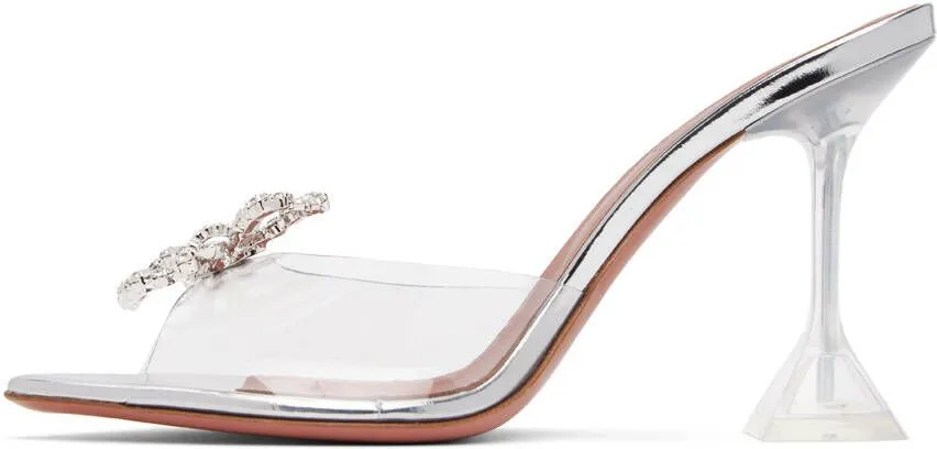 Amina Muaddi Transparent Rosie Glass Sling Heeled Sandals