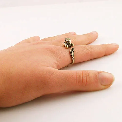 Animal Wrap Ring - Horse - Yellow Bronze - Adjustable Ring - keja jewelry