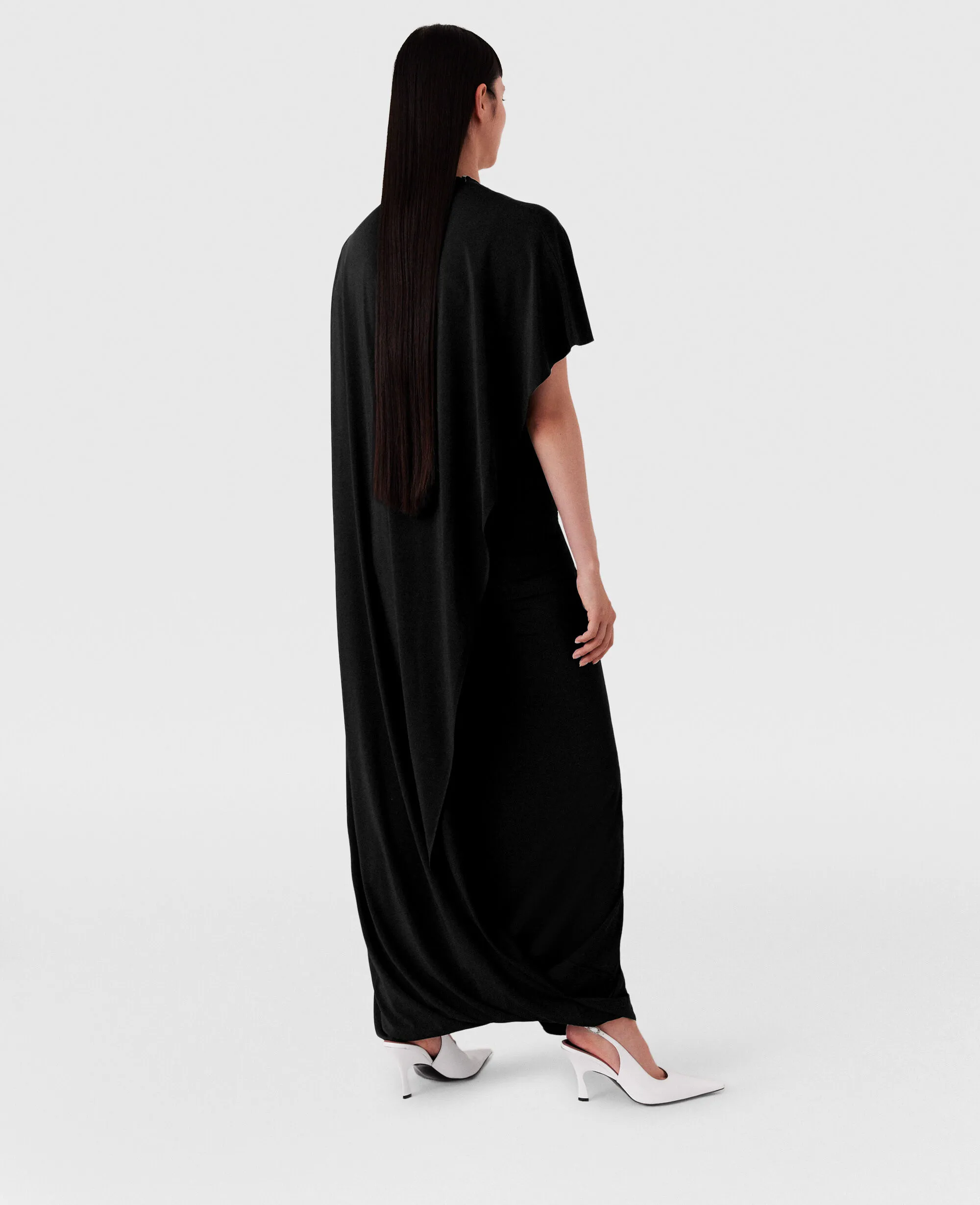 Asymmetric Cape Maxi Dress