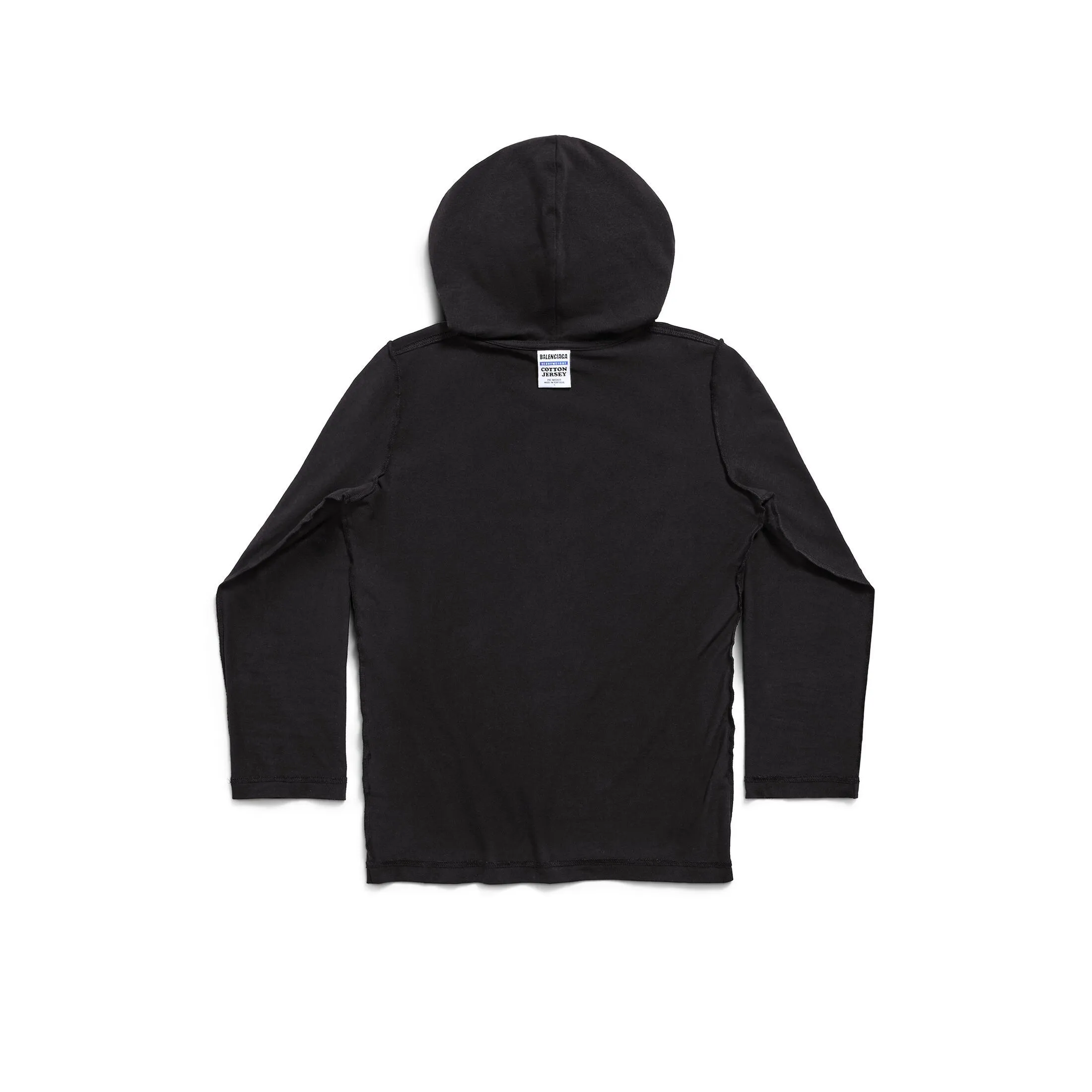 BALENCIAGA  |Inside-out Long Sleeve Hooded T-shirt Fitted in Black