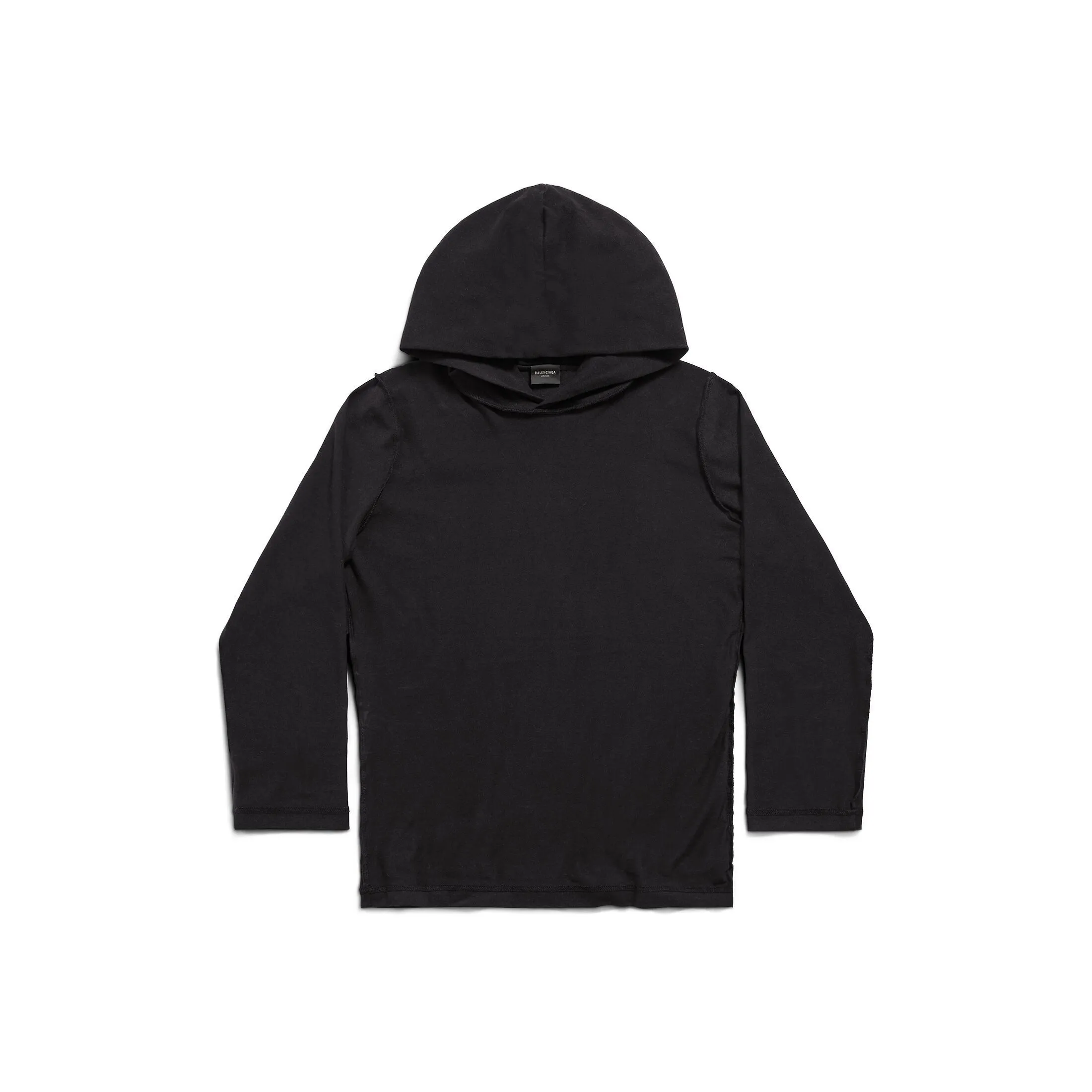 BALENCIAGA  |Inside-out Long Sleeve Hooded T-shirt Fitted in Black