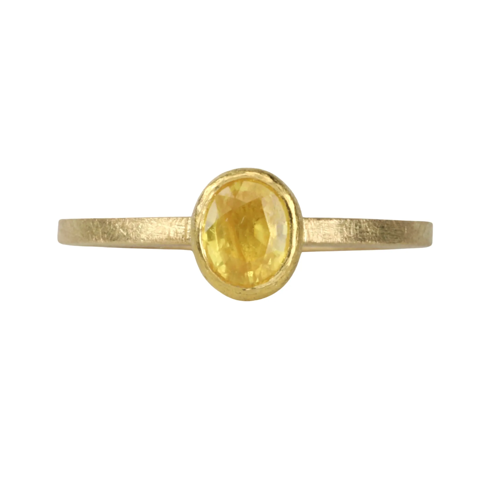 Bezel-Set Oval Yellow Sapphire Ring