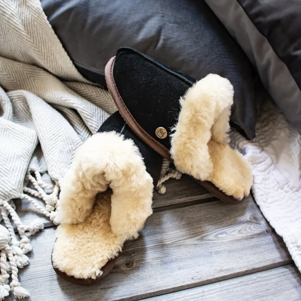 Black Sheepskin Slippers