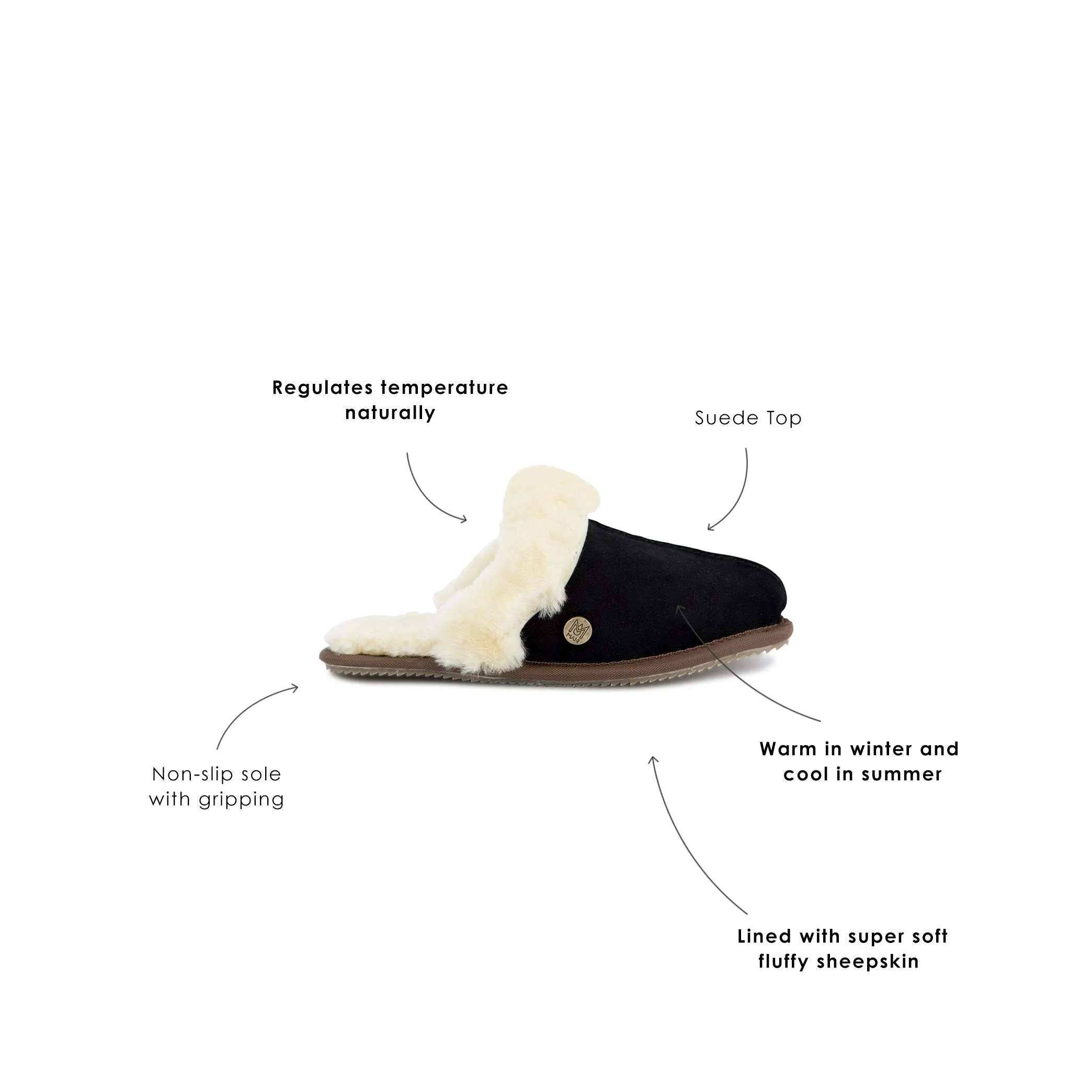 Black Sheepskin Slippers