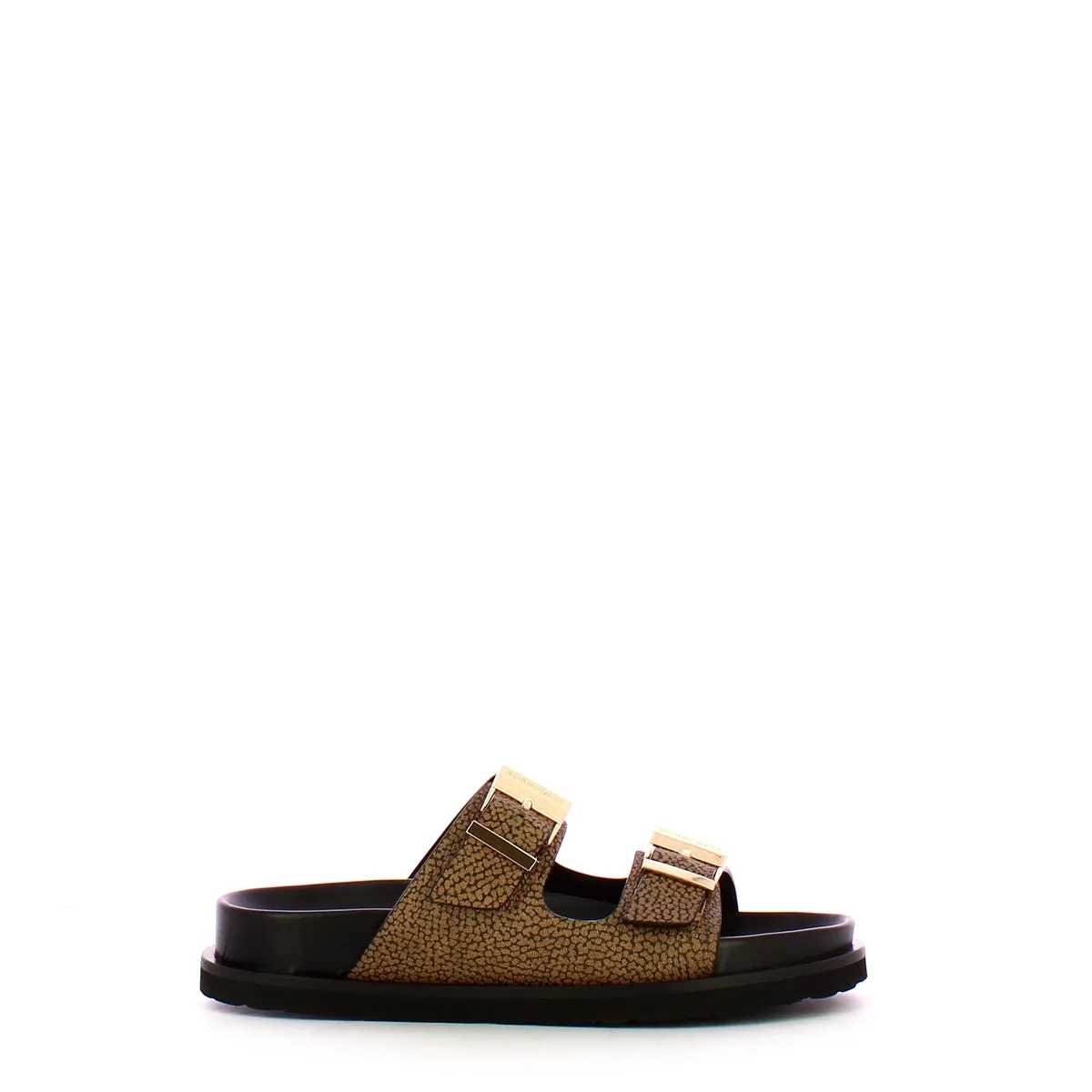 Borbonese - Two Straps Slippers in OP Natural Black - 6DZ964CC5 - OP/NATURALE/NERO