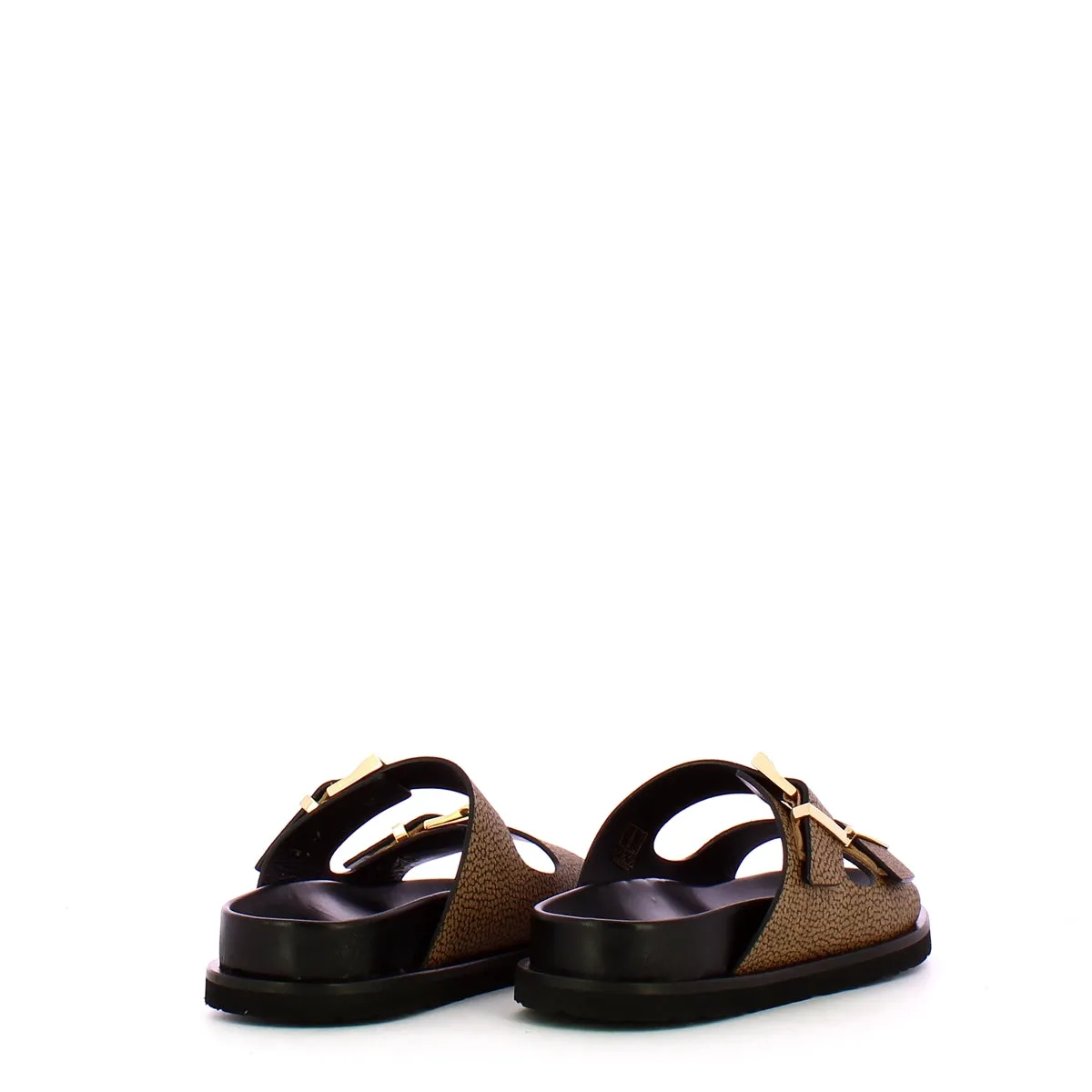 Borbonese - Two Straps Slippers in OP Natural Black - 6DZ964CC5 - OP/NATURALE/NERO