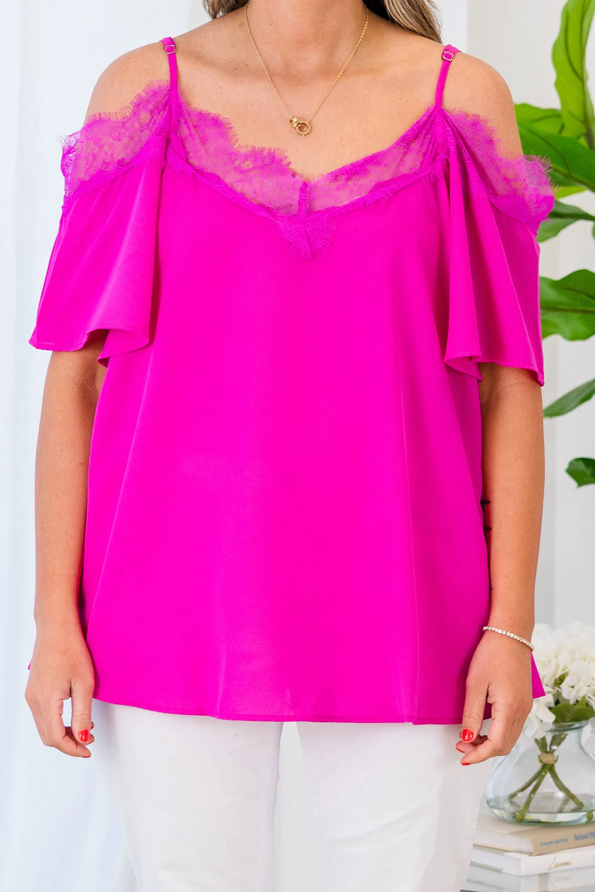 Born Beautiful Blouse, Fuchsia