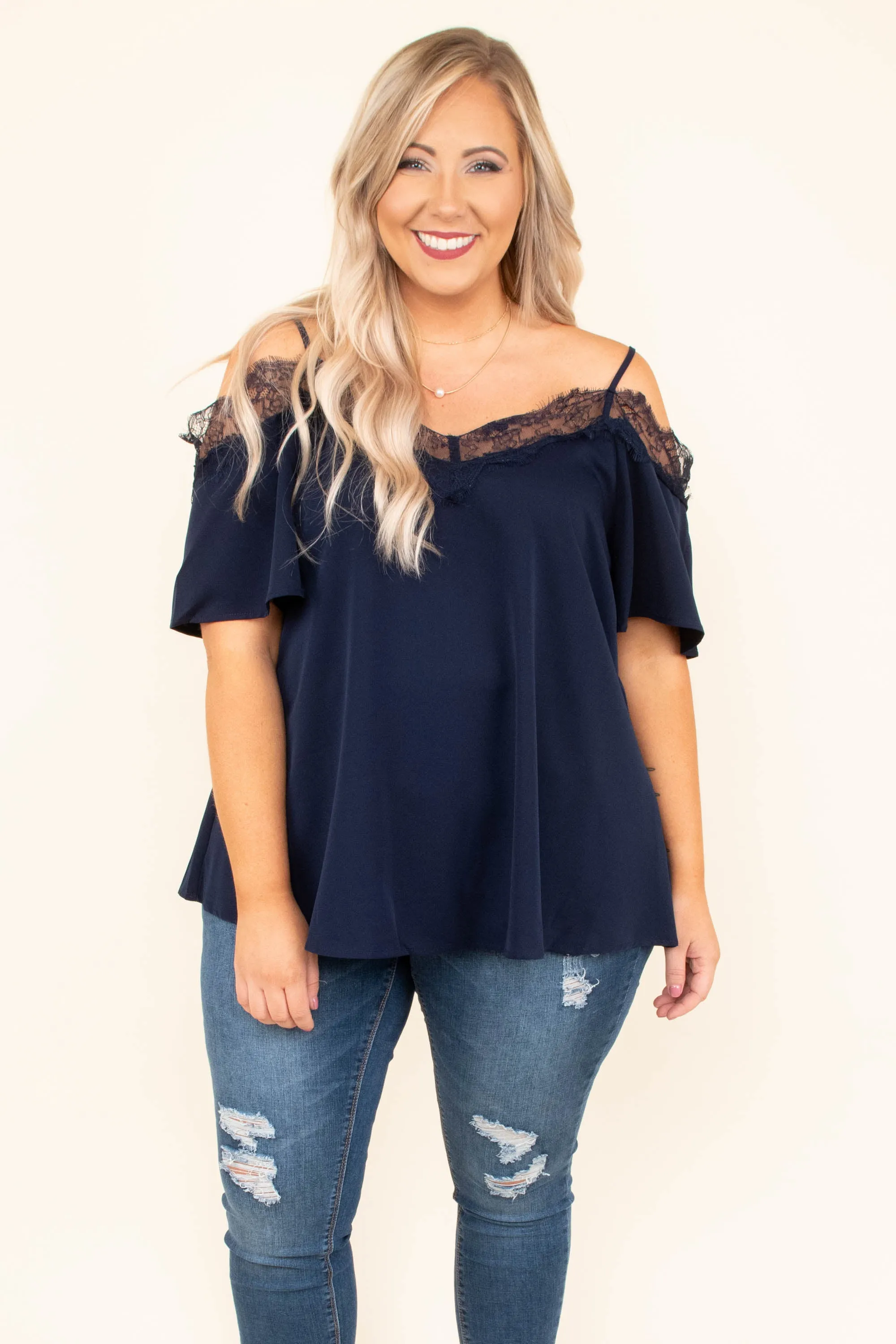 Born Beautiful Blouse, Navy