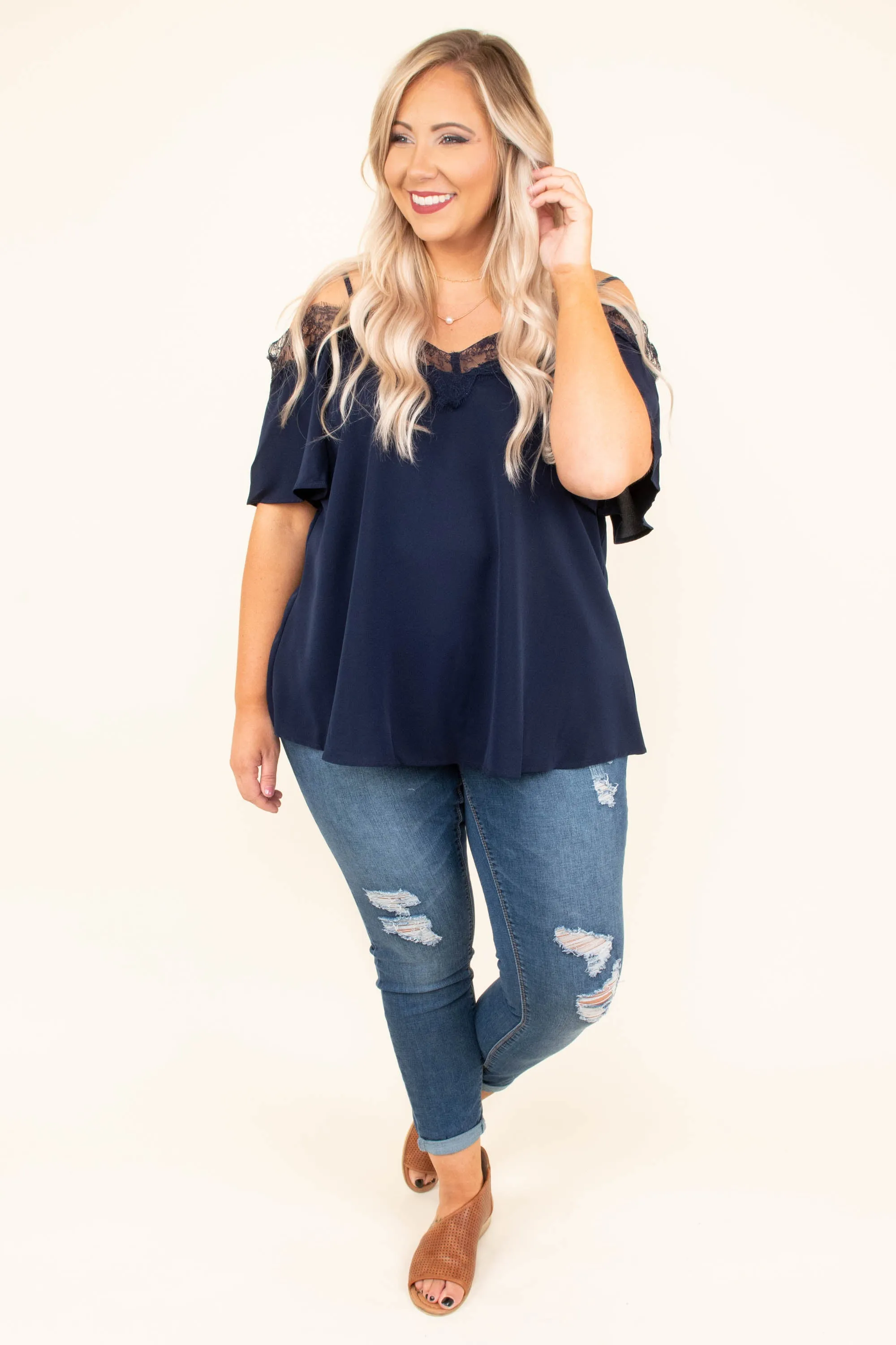 Born Beautiful Blouse, Navy