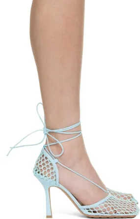 Bottega Veneta Blue Stretch Web Heels