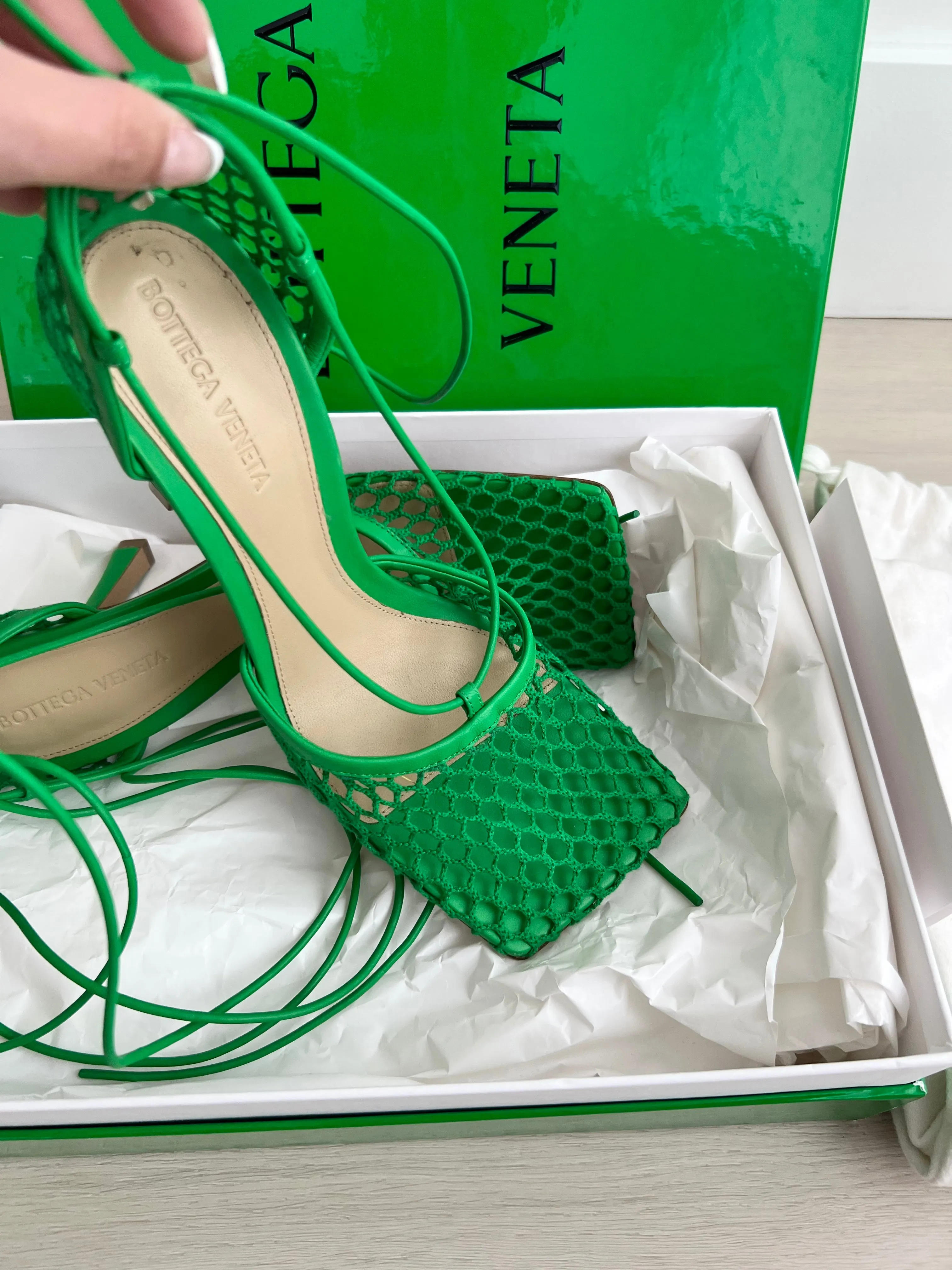 Bottega Veneta Green Stretch Heels