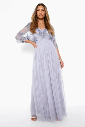 Bridesmaid Hand Embellished Kimono Mesh Maxi