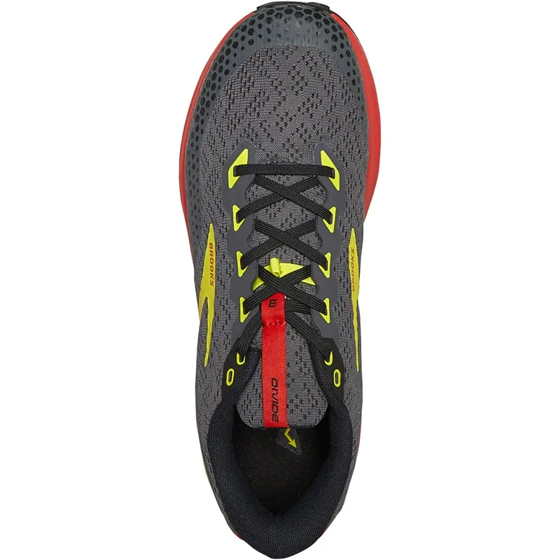 BROOKS Mens Divide 3 Road And Trail Neutral Running Shoes Black/Fiery Red/Blazing Yellow