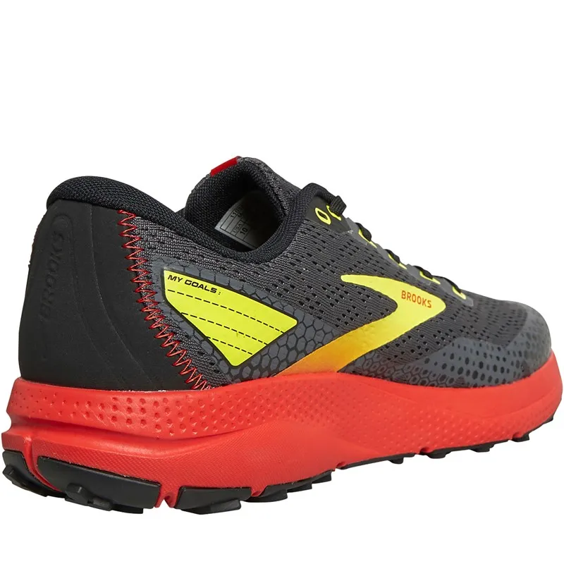 BROOKS Mens Divide 3 Road And Trail Neutral Running Shoes Black/Fiery Red/Blazing Yellow