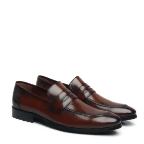 Brush Off Penny Loafers in Genuine Dark Brown Leather