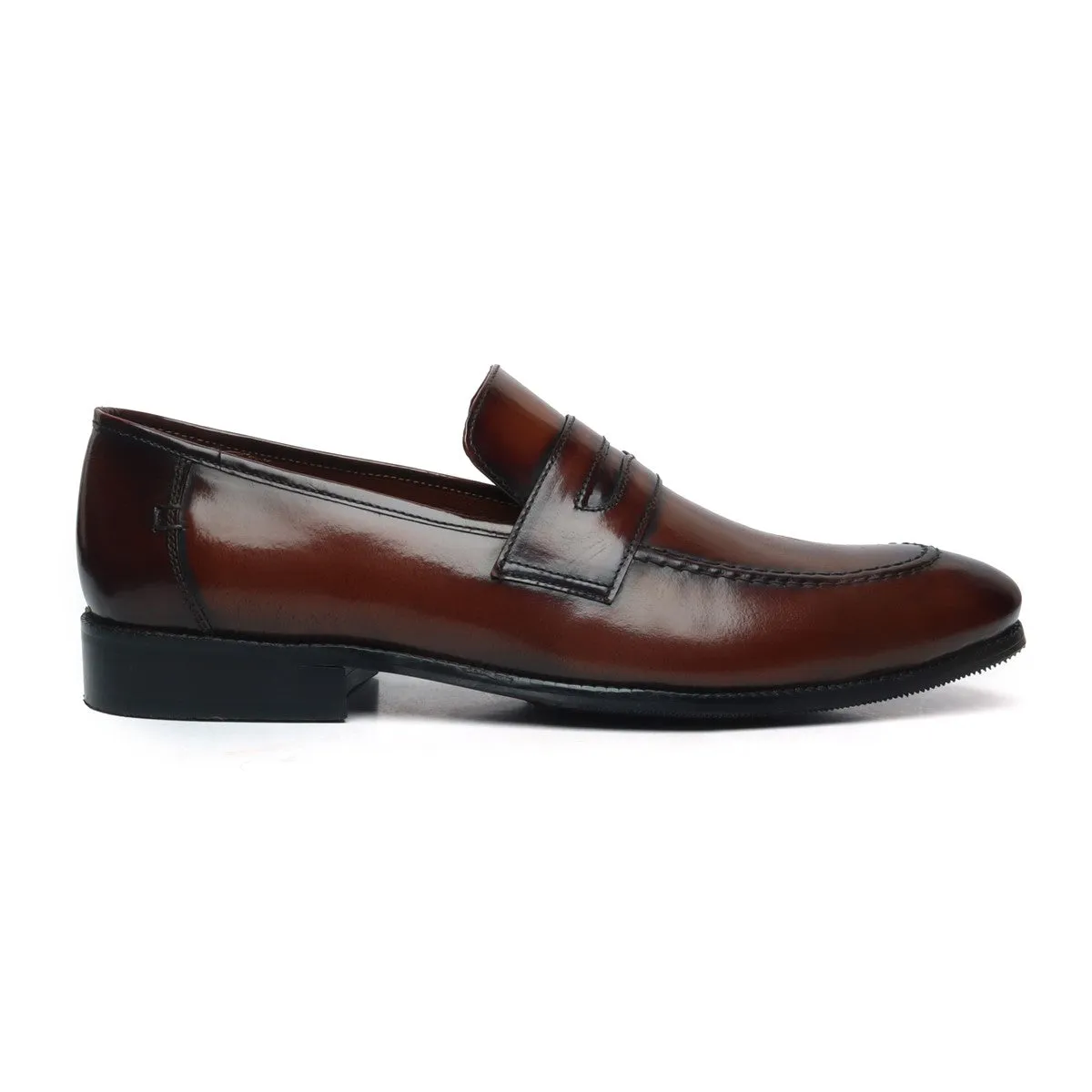 Brush Off Penny Loafers in Genuine Dark Brown Leather