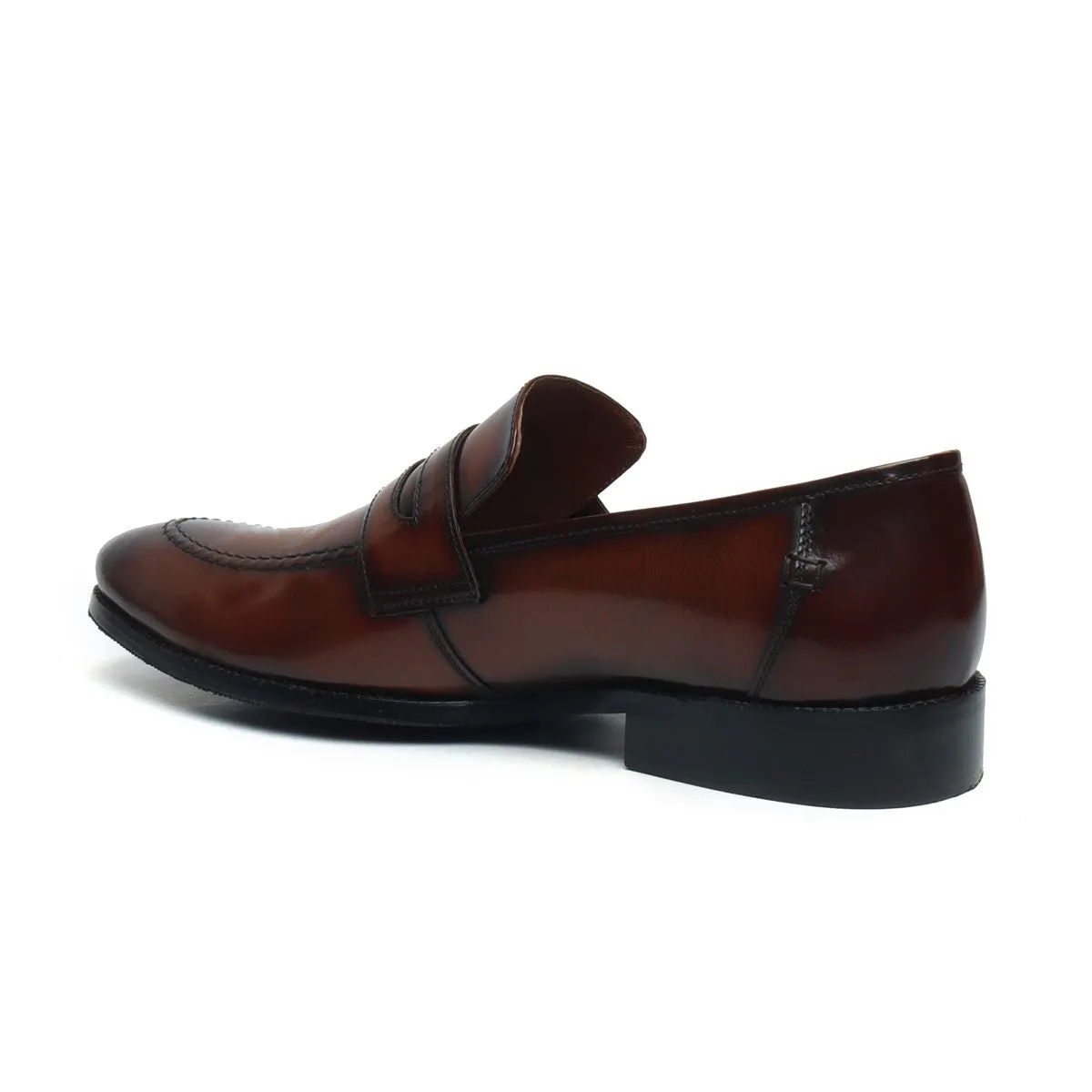 Brush Off Penny Loafers in Genuine Dark Brown Leather