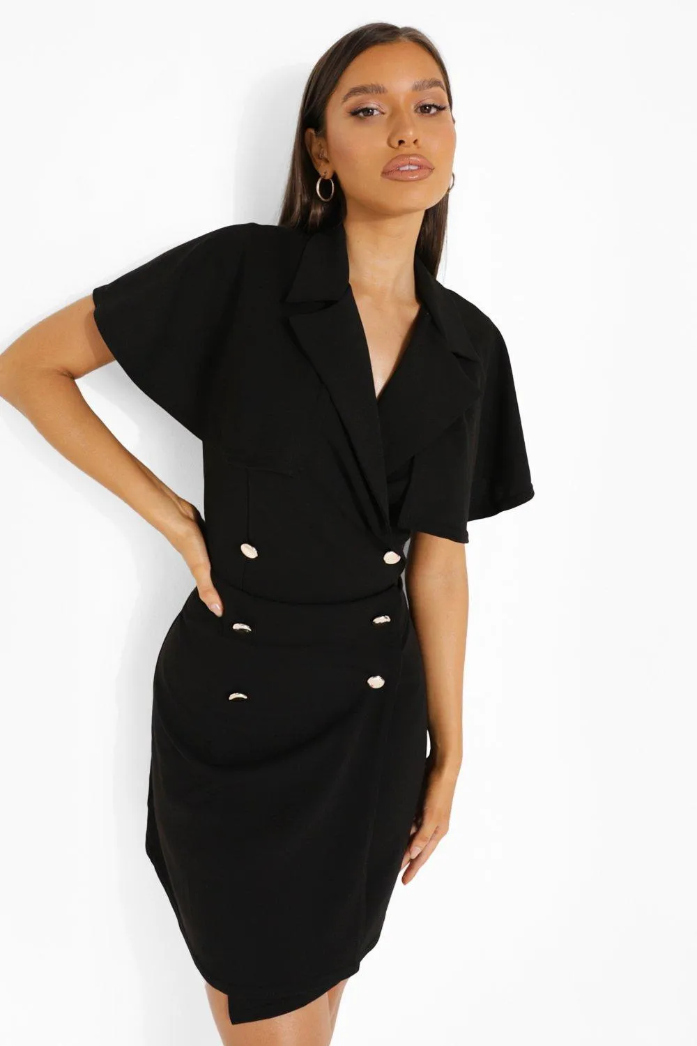 Cape Detail Blazer Dress