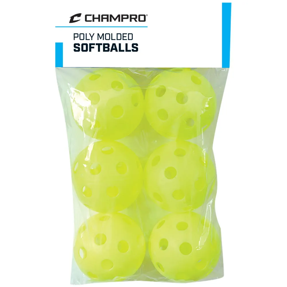 Champro 12 Poly Molded Training Softballs (6 Pack): CSB-51C