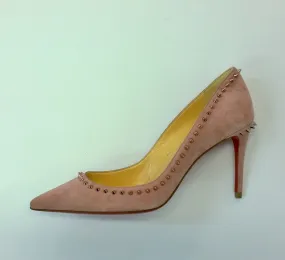 Christian Louboutin Anjalina Dusty Pink Suede Heels with Studs