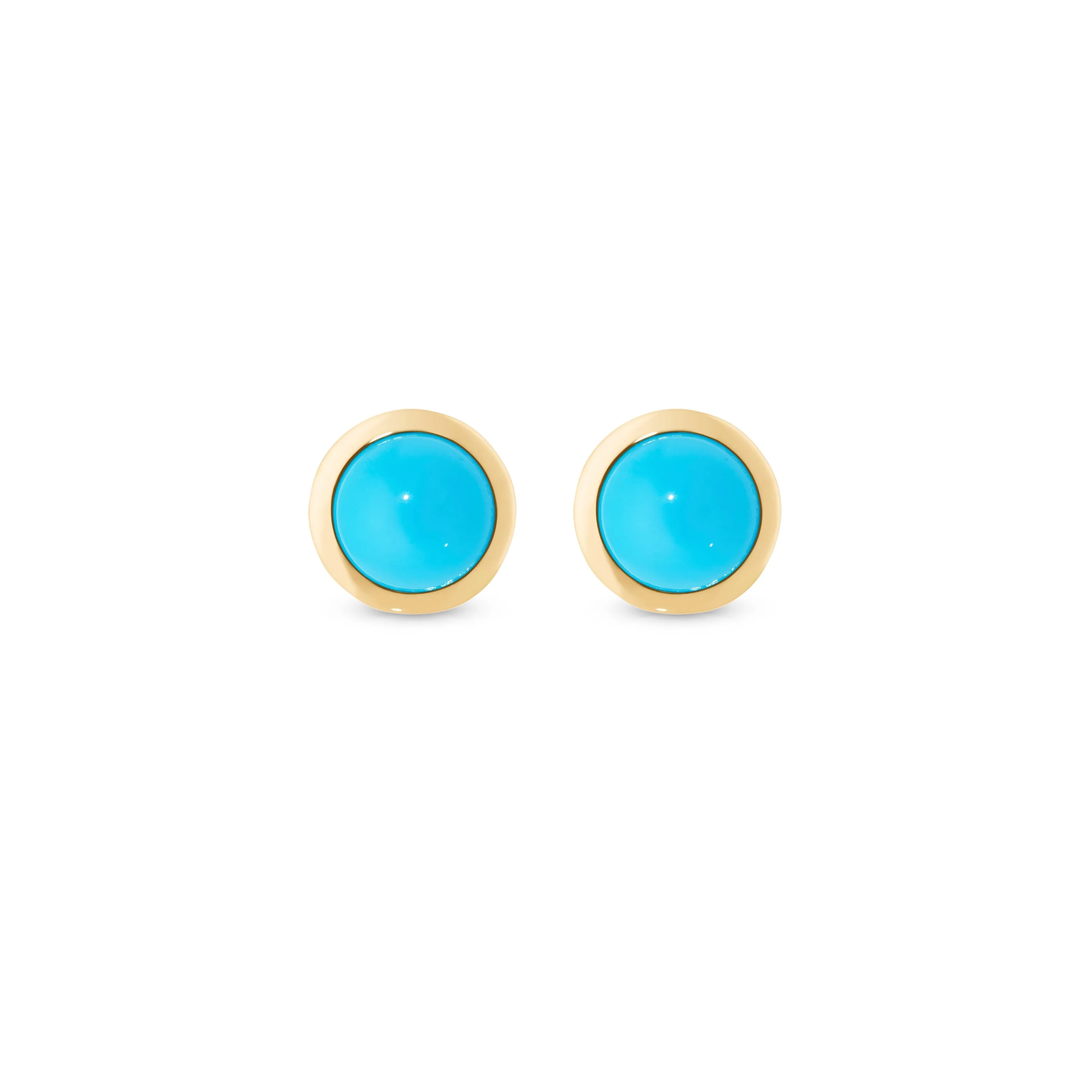 Circle sticker studs yellow gold with turquoise