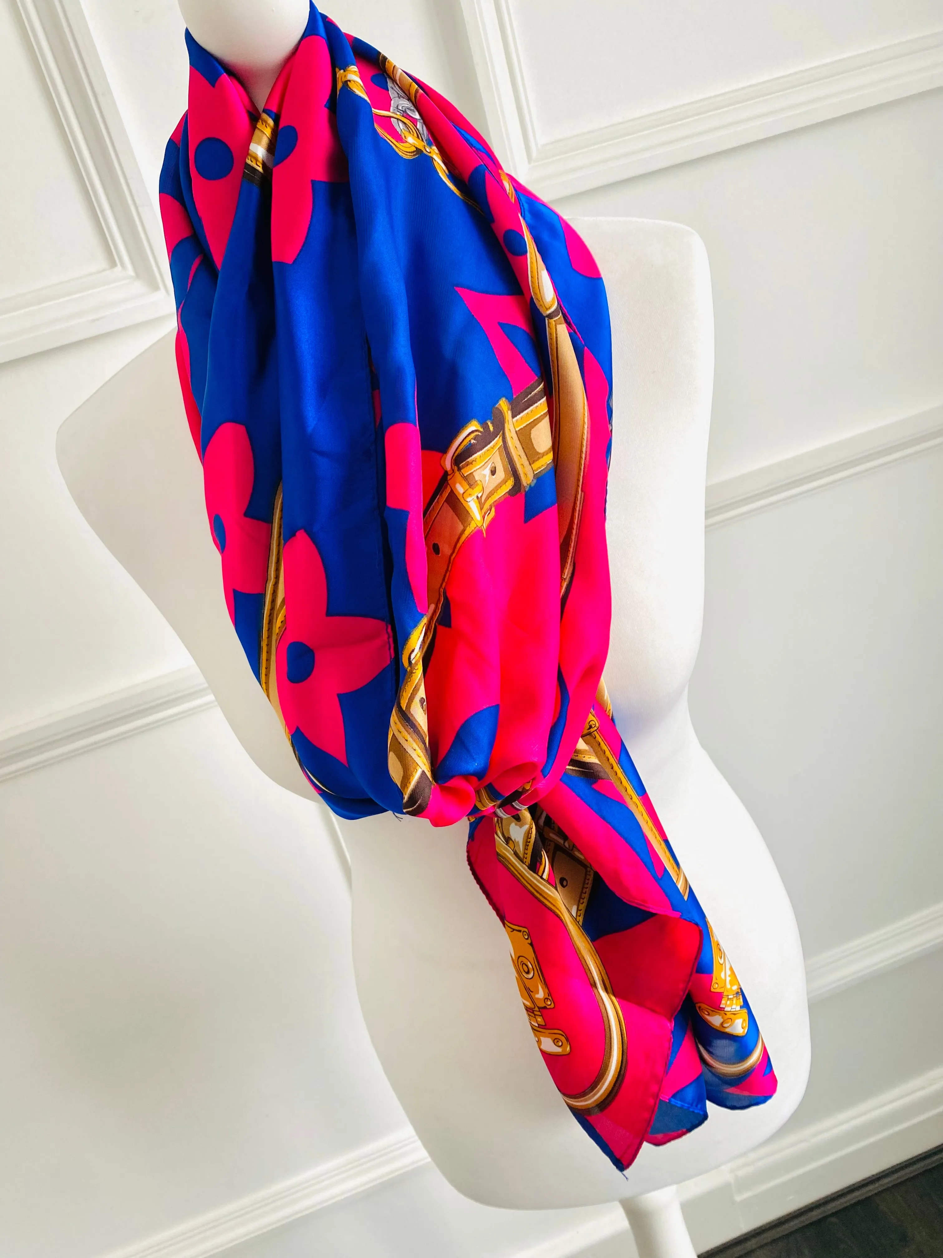 Clemmie Fuchsia and Blue Luxury Look Sarong Scarf