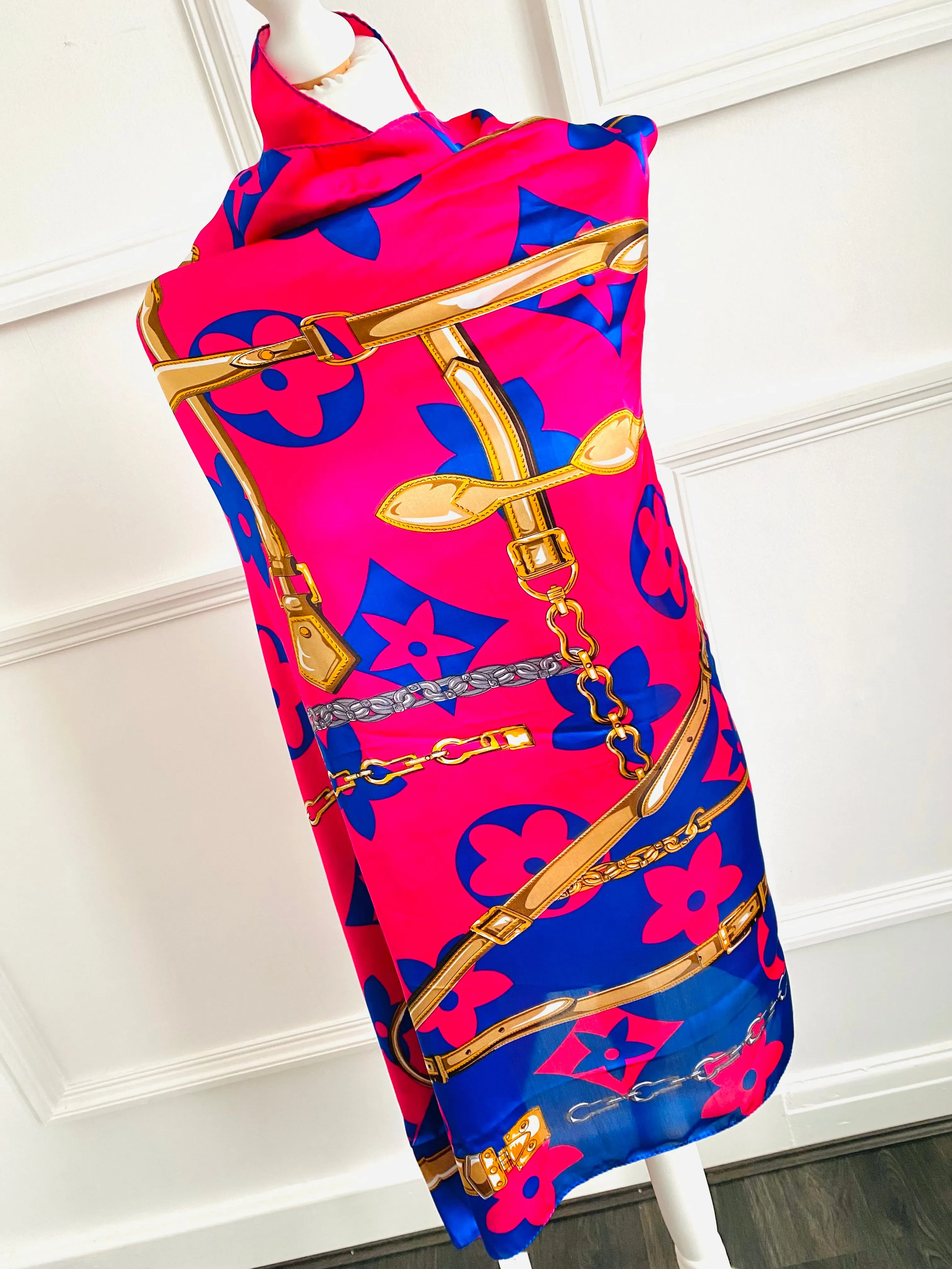 Clemmie Fuchsia and Blue Luxury Look Sarong Scarf