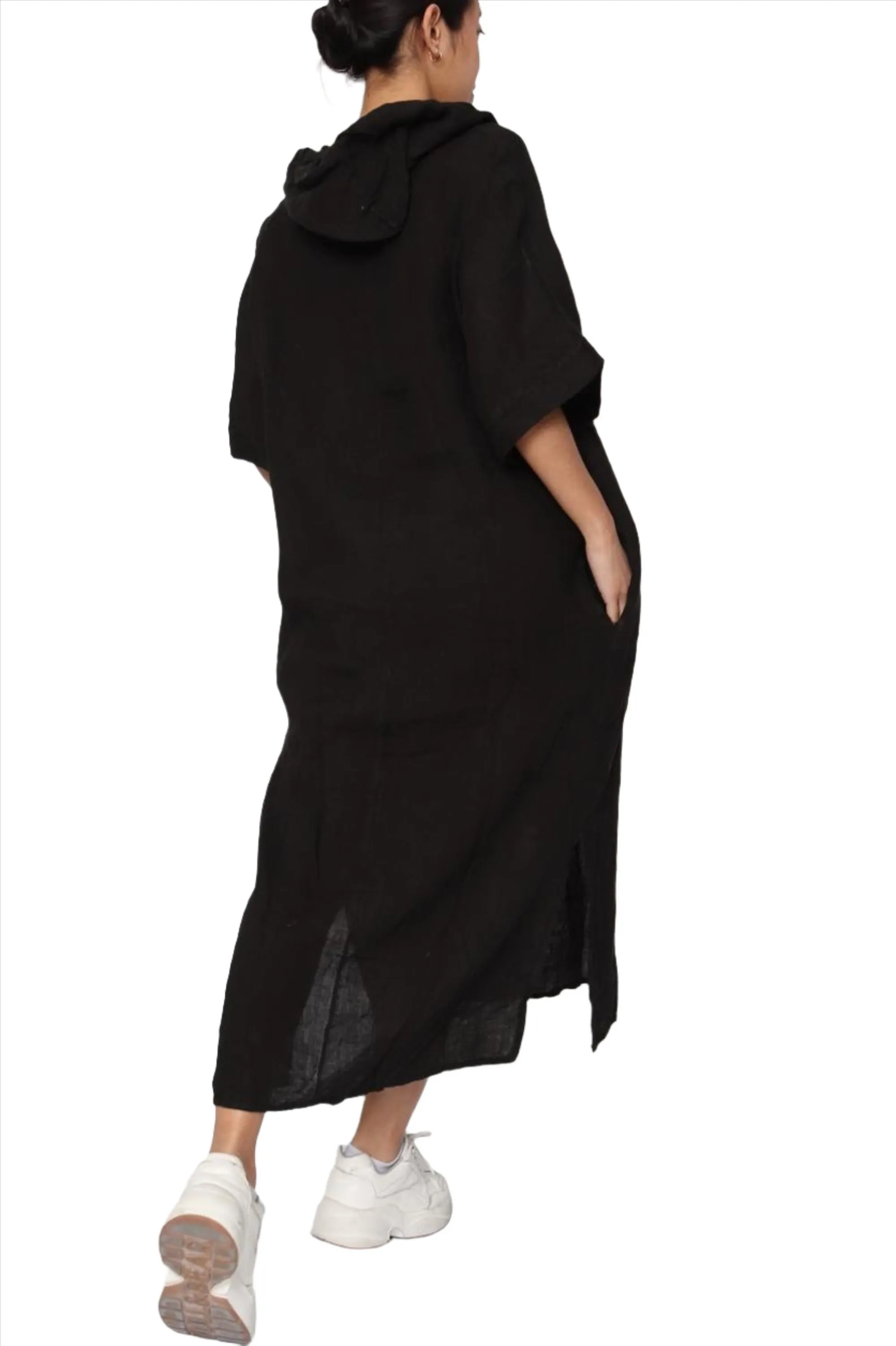 Clever Alice Hooded Linen Maxi in Multiple Colors