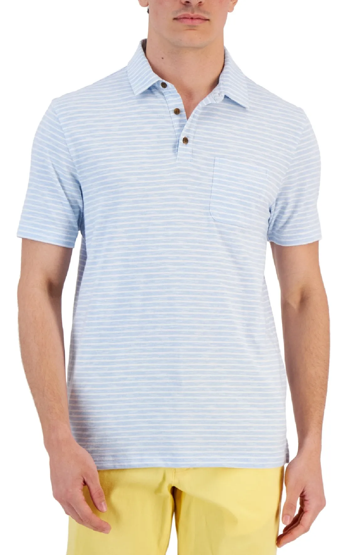 Club Room Men's Marled Stripe Polo Blue Size Large