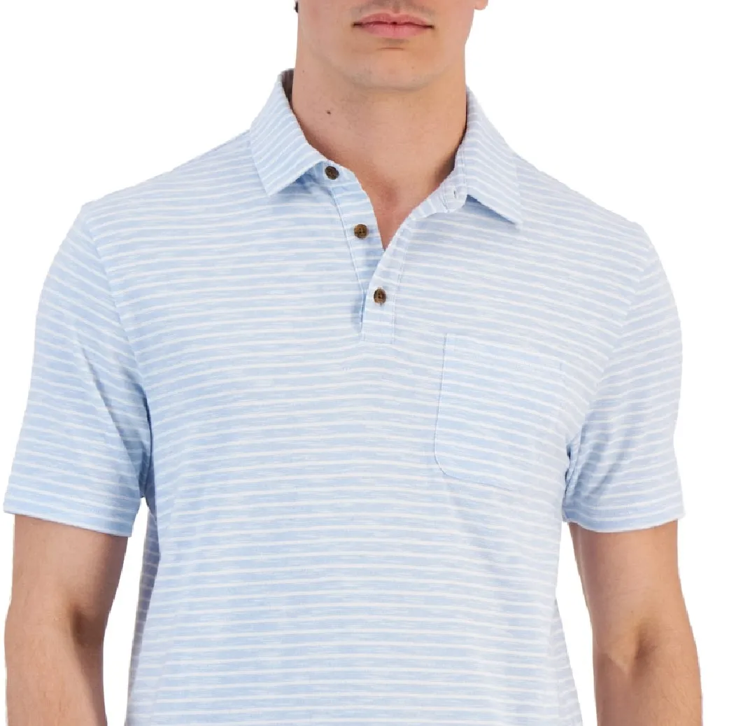 Club Room Men's Marled Stripe Polo Blue Size Large