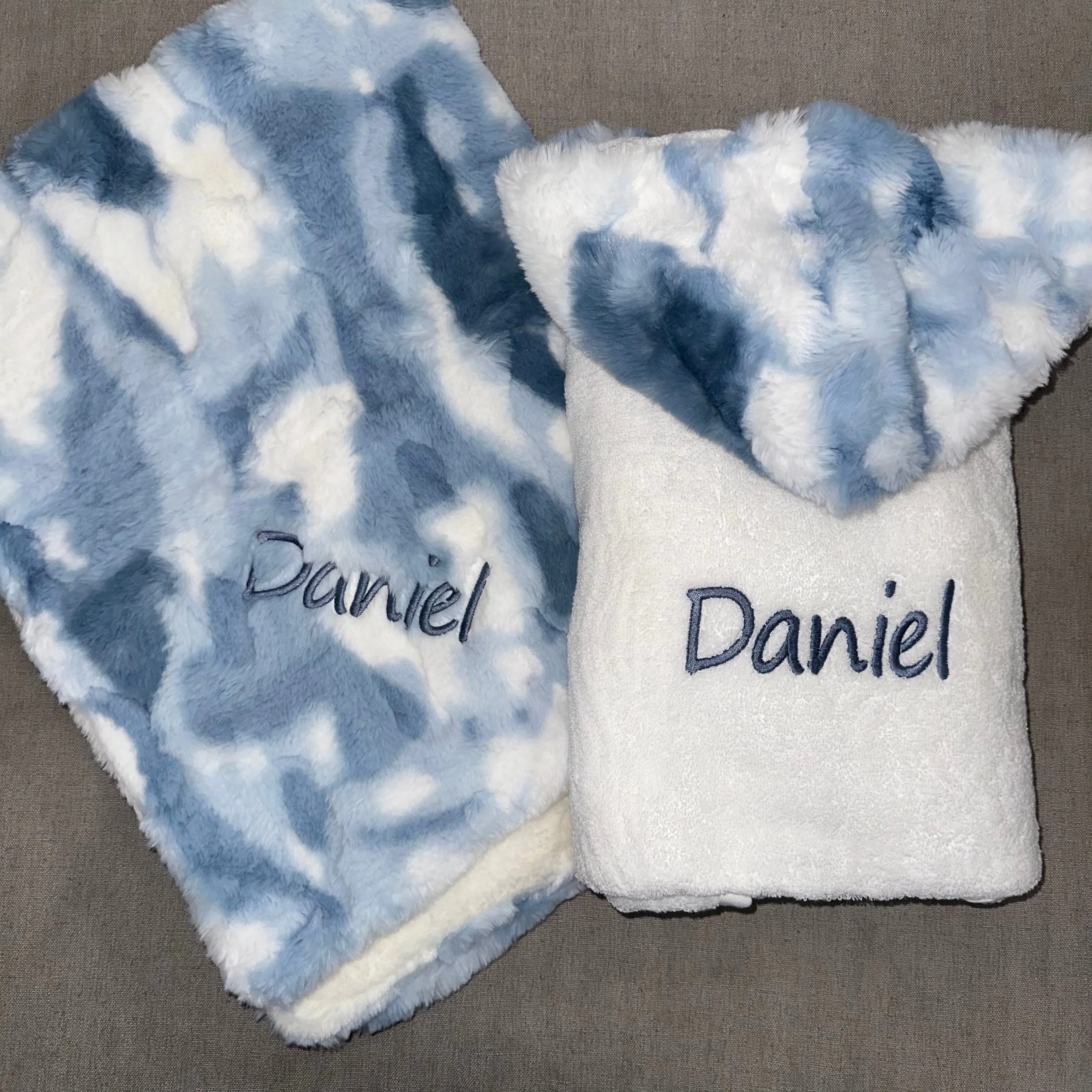 Confetti Blue/White Oversized Hooded Towel