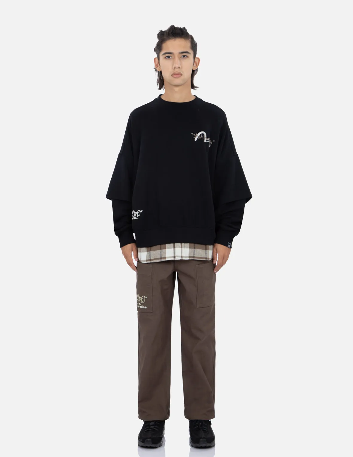 Contrast Hem Mock 2-in-1 Sweatshirt