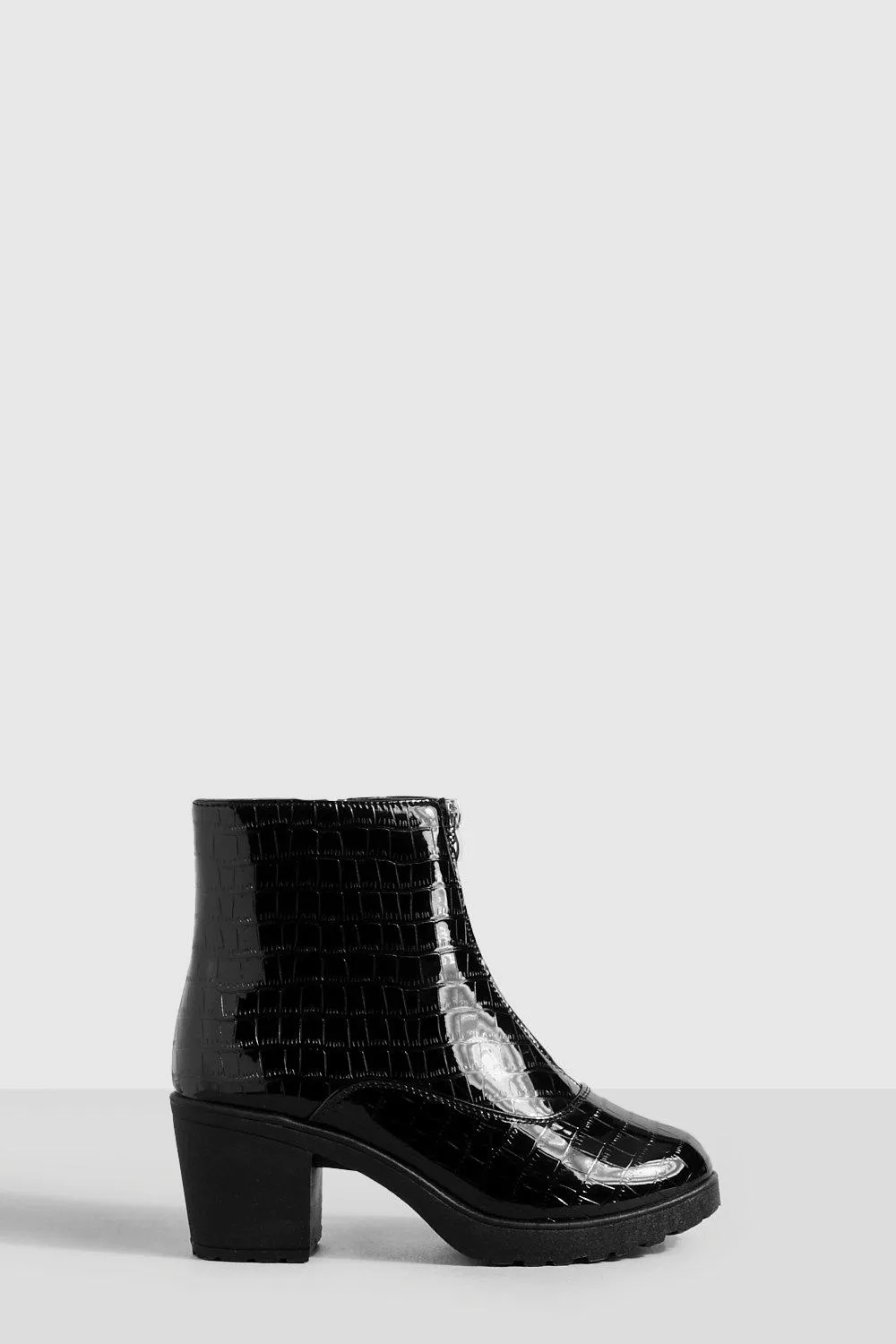 Croc Zip Front Ankle Boots