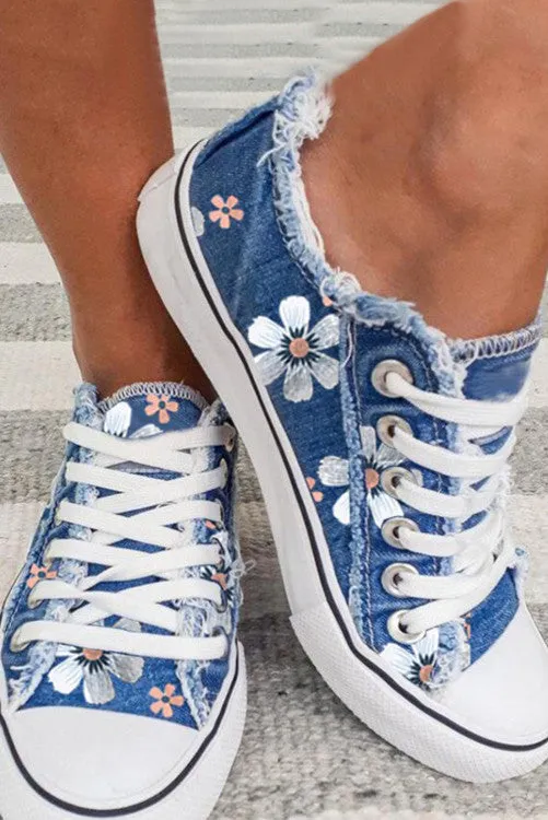 Denim Floral Canvas Sneakers