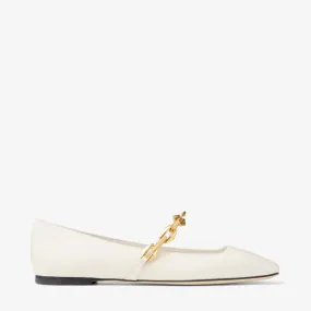 Diamond Tilda Flat Latte Nappa Leather Flats with Chain