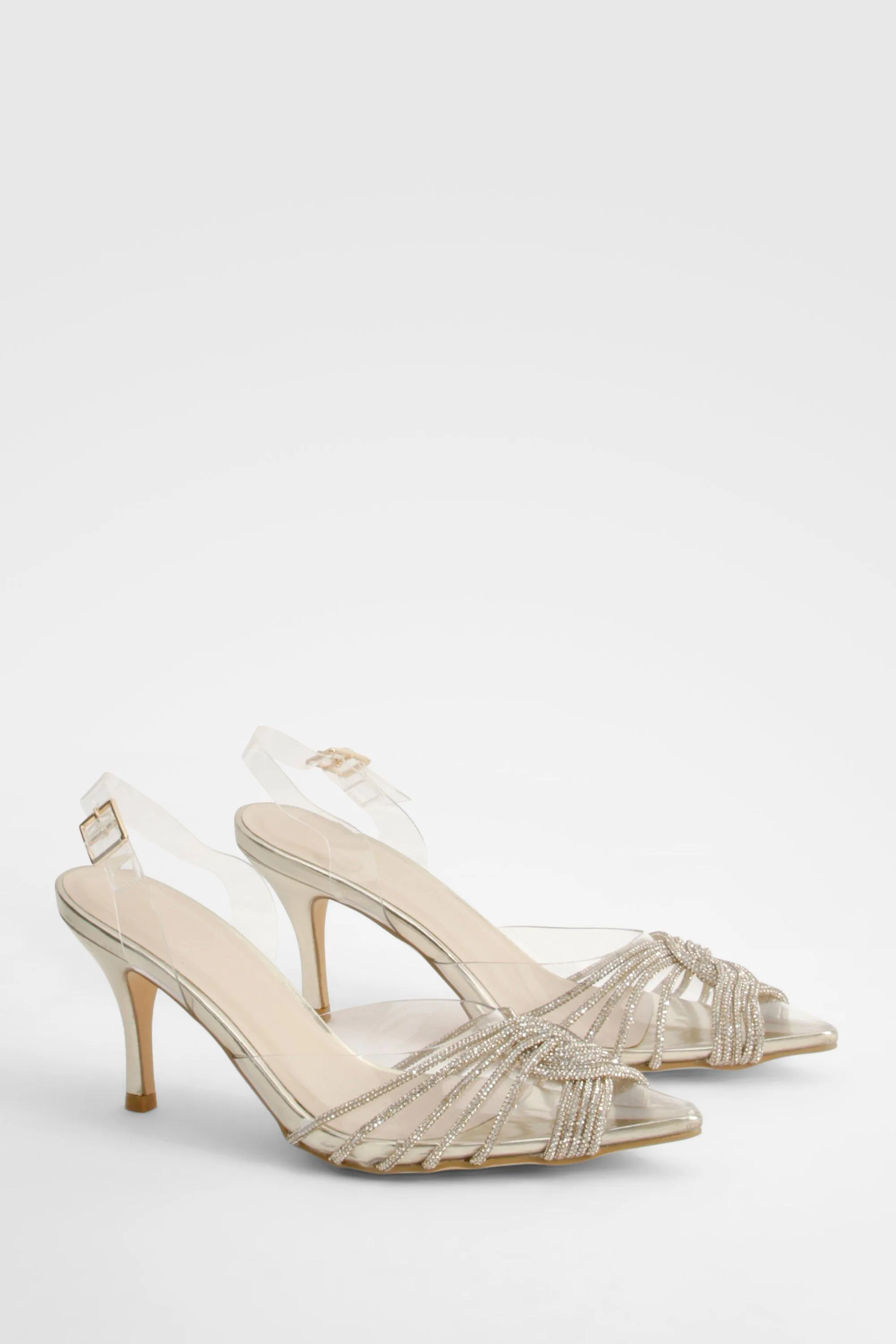 Embellished Clear Slingback Court Heels