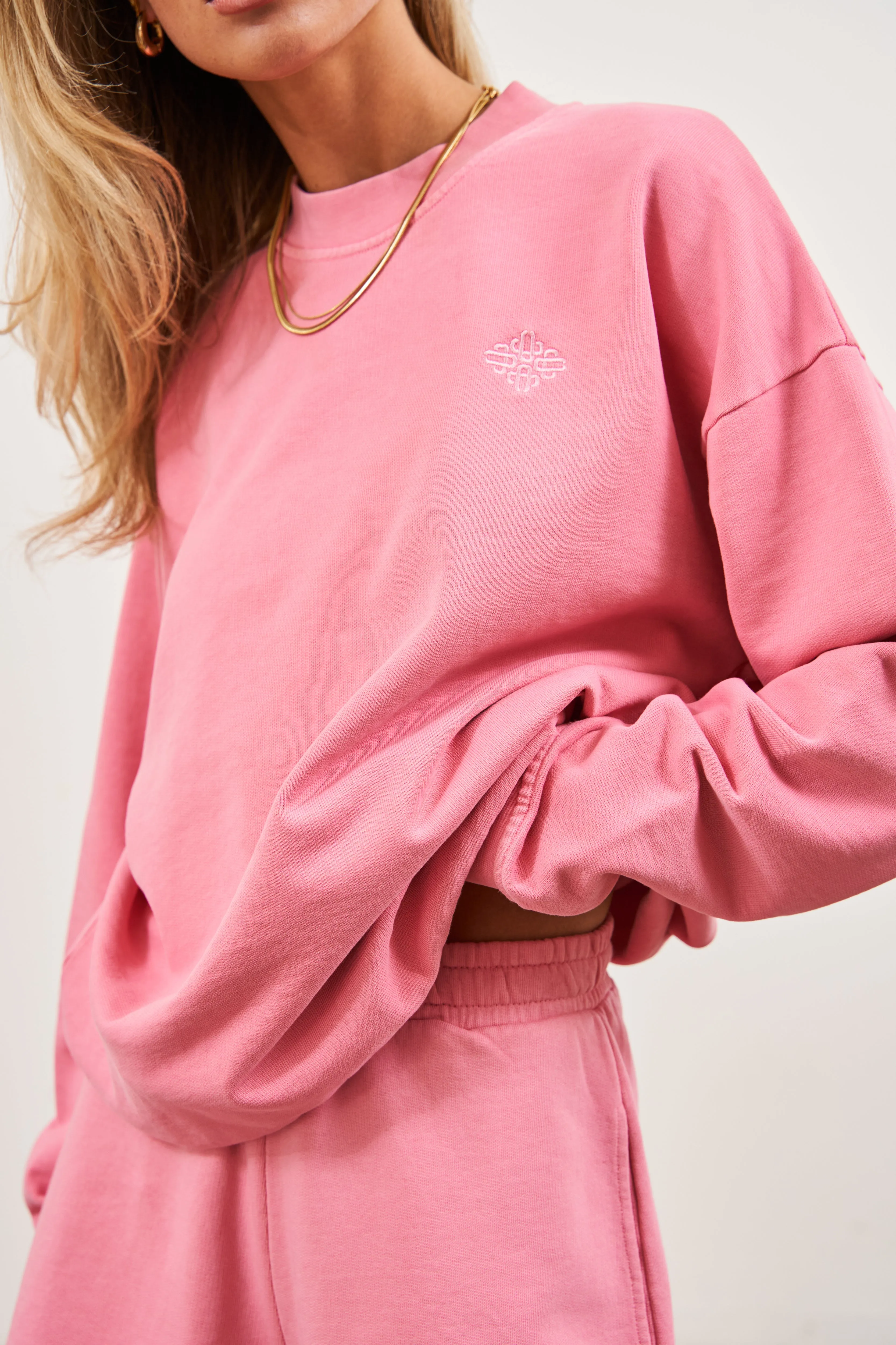 EMBLEM OVERSIZED SWEATSHIRT - PINK