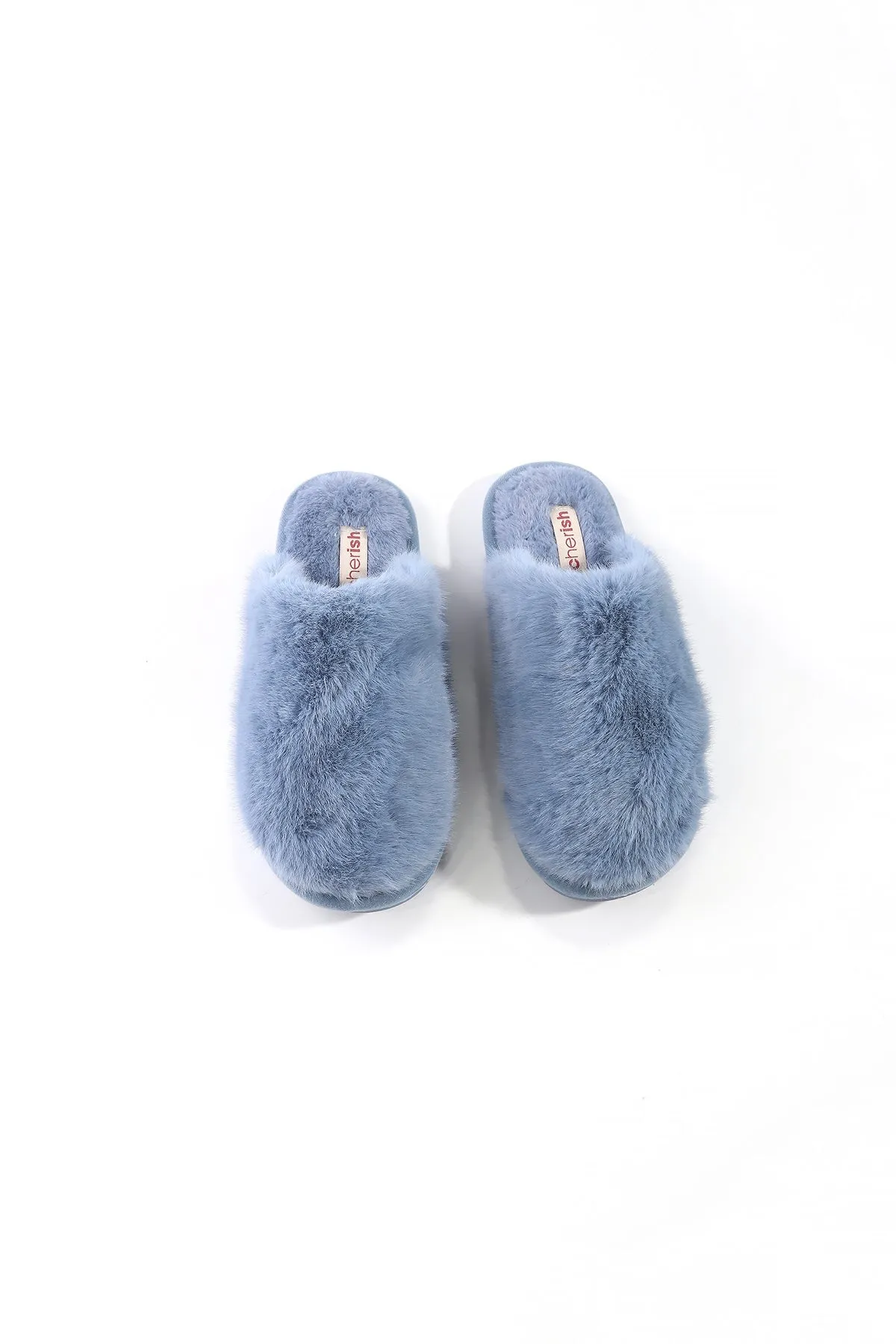 Extra Fluffy Blue Mule Slippers