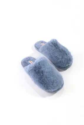 Extra Fluffy Blue Mule Slippers