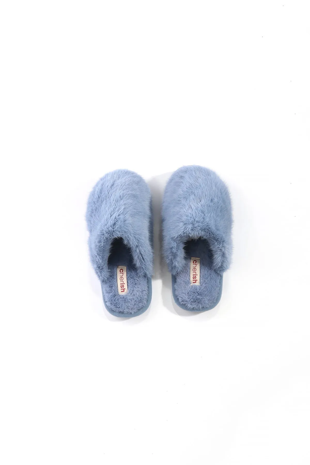 Extra Fluffy Blue Mule Slippers